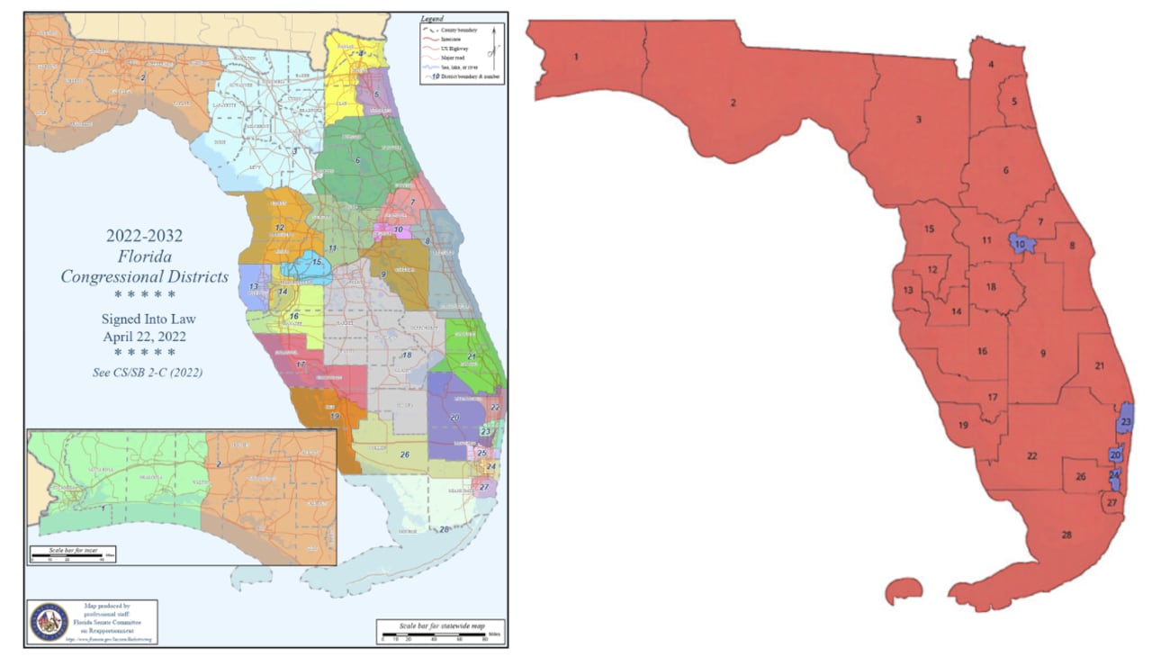Fl 23 DeSantis submits new Florida congressional district map, which could ...