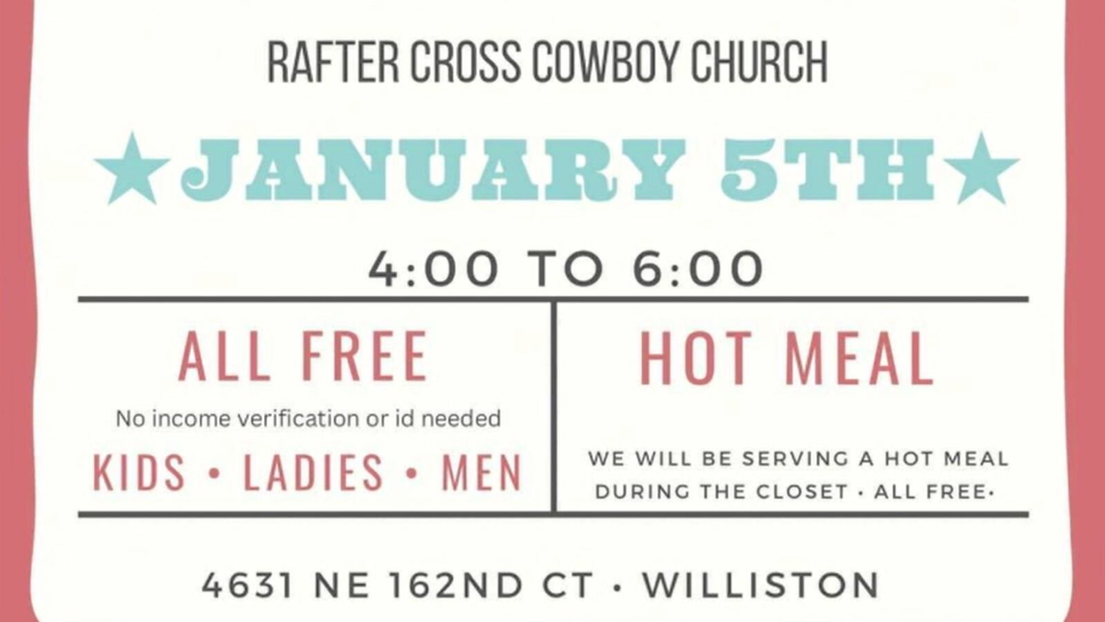 Church Rafters Falling Rafter Cross Cowboy Church holds Blessings Closet event