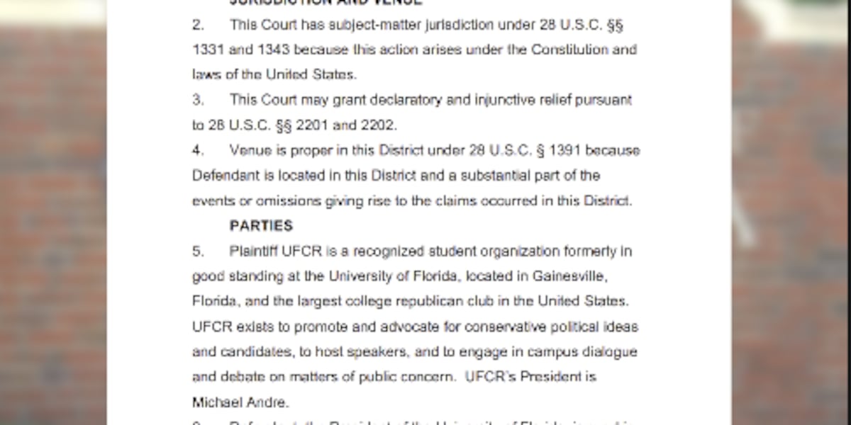 UF College Republicans seek reinstatement in federal trial