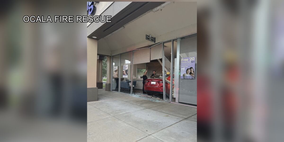 Driver taken to hospital after crashing into Ocala business storefront