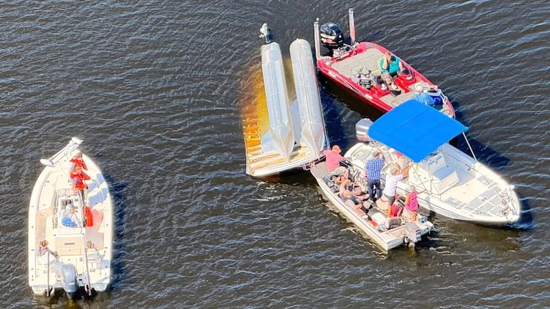 A pontoon boat capsizing led to three people being in the water.