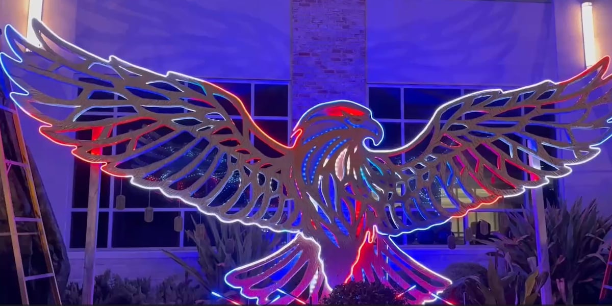 Eagle sculpture unveiled at Gainesville Health and Fitness to celebrate America 250
