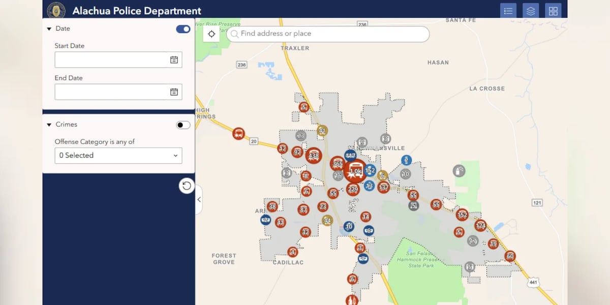 Map Newsletter Alachua police introduce interactive crime map