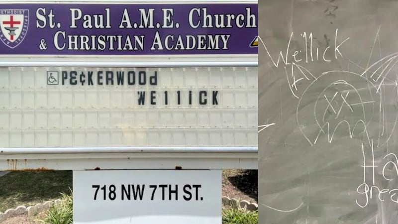 Authorities say vandalism, including racial slurs and demonic images, was found on an Ocala...